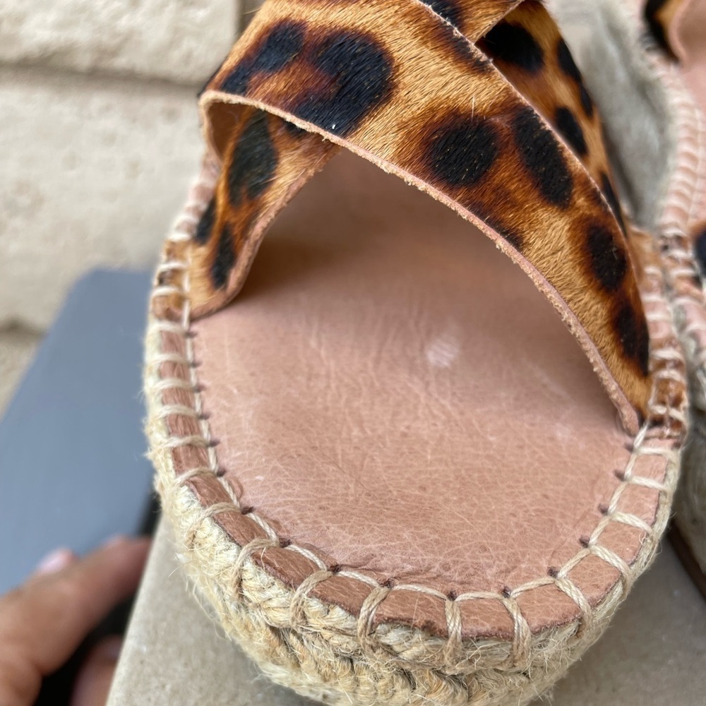 NWT MADEWELL The Malia Espadrille Leopard Sandals Calf Hair Size 8 - Picture 4 of 11